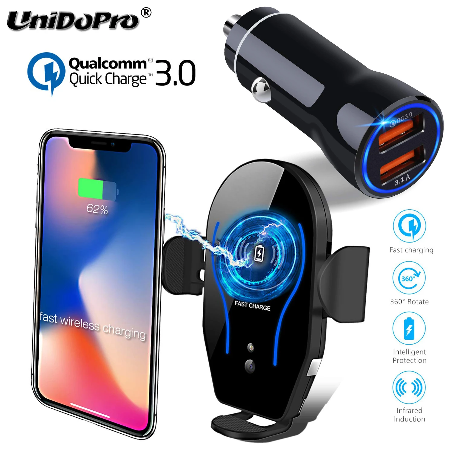 Беспроводное зарядное устройство с автоматическим зажимом 10 Вт Для DOOGEE S96 Pro S90C S68