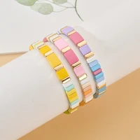 new color boho enamel tile bracelet girl colorful jewelry rainbow pulsera jewellery wholesale block bracelets for women