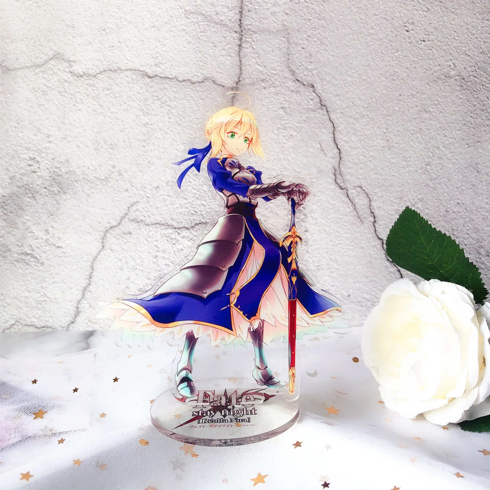 

Classic Anime Fate Stay Night Key Chian Acrylic Figure Keychains Fashion Desk Decorated Stand Sign Keyring Gift For Woman Man