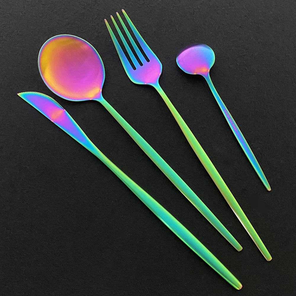 24 шт./компл. набор посуды черный столовых приборов из нержавеющей стали нож вилка