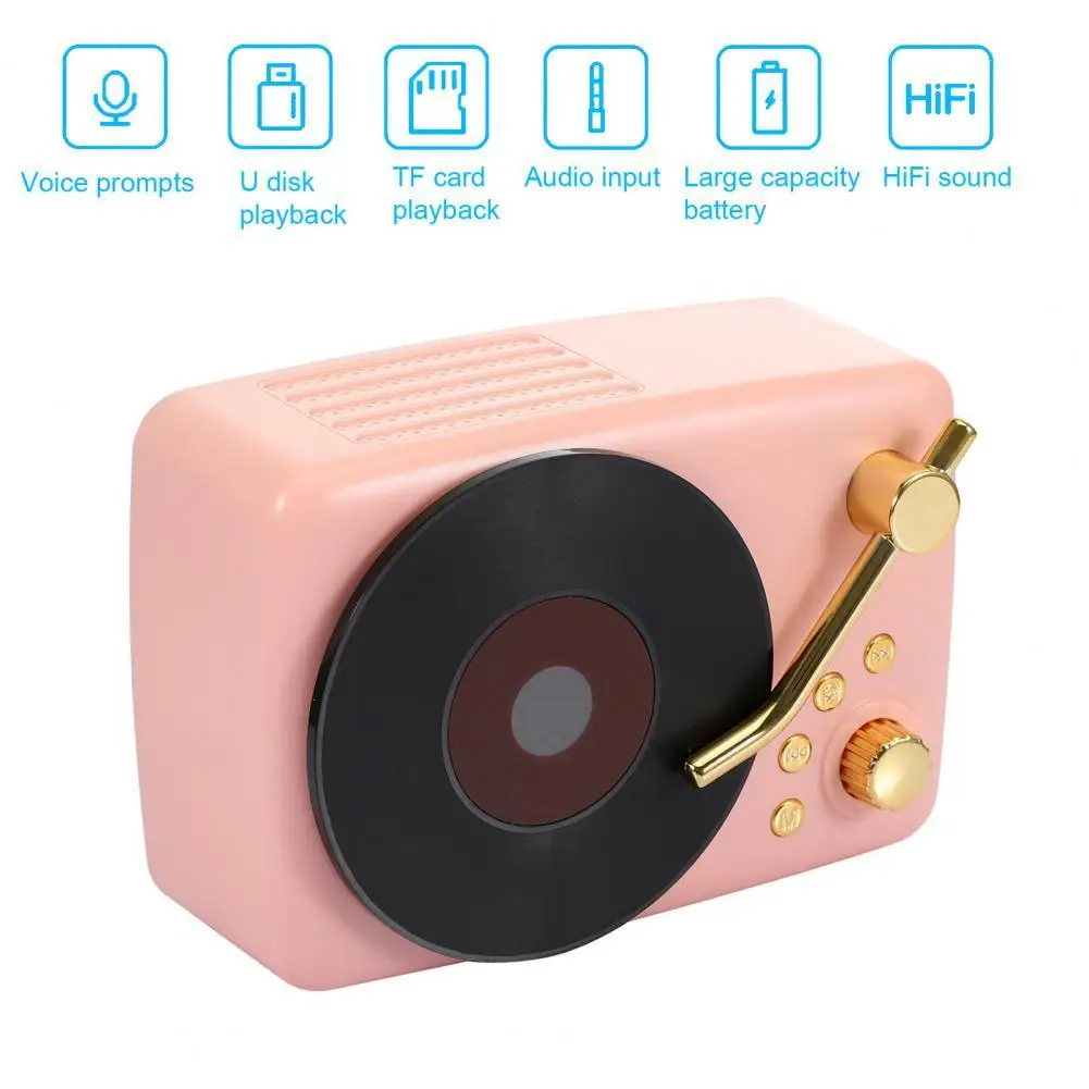 

Wireless Bluetooth 5.0 Rechargeable Vintage Gramophone Speaker Music Player High Performance Wireless Speaker