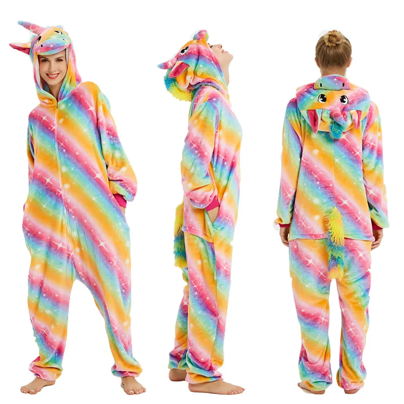 Новые зимние пижама кигуруми для взрослых с рисунками животных одежда сна
