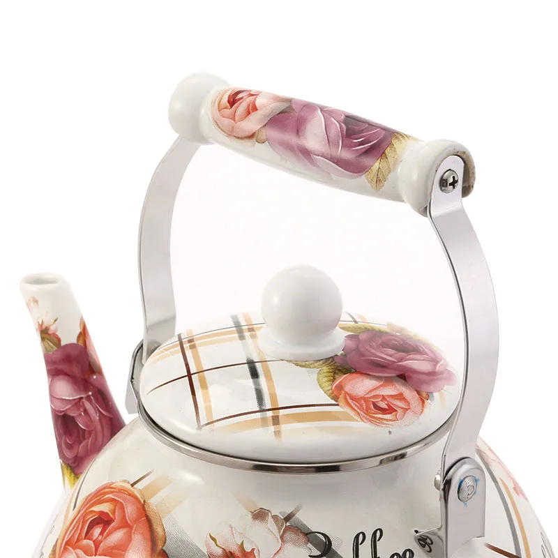 Эмалированный чайник большой емкости 4л прочный эмалированный заварочный