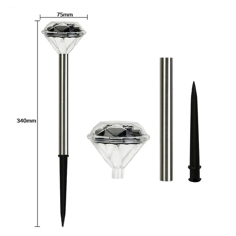 

Solar light LED lawn lamp straight pole diamond lamp outdoor waterproof garden park villa path landscape decoration lighting