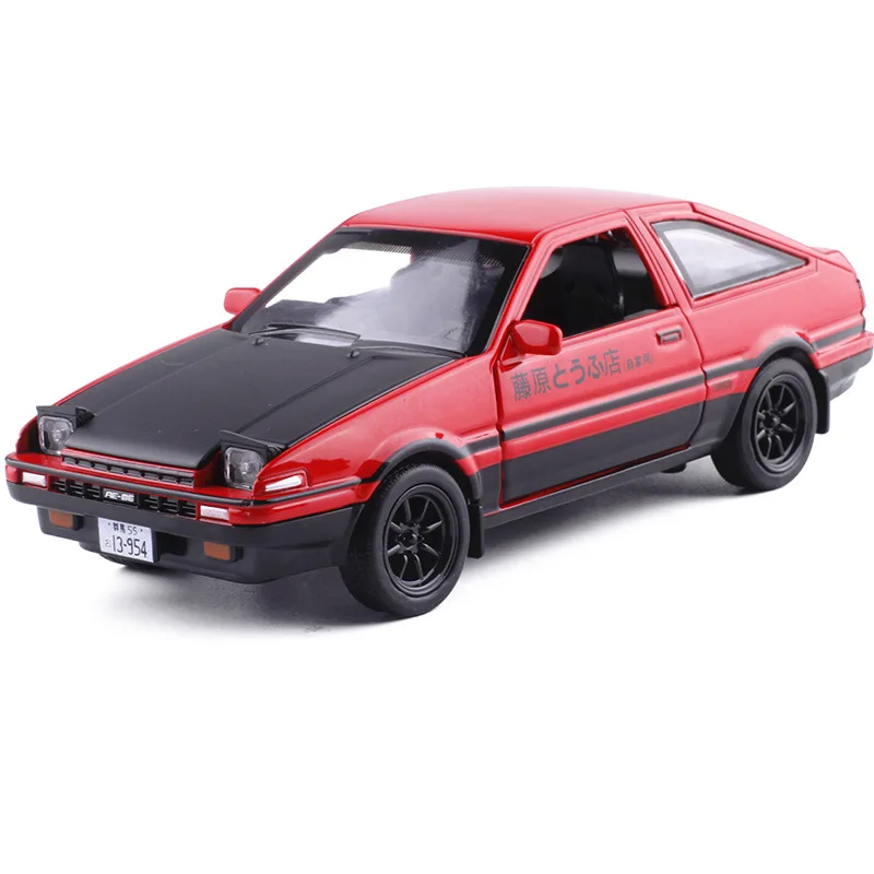 1:28 Scale Alloy Car Model Initial D TOYOTA AE86 Pull Back Simulated Racing car with Sound Light 4 colors kids Collection Toys | Игрушки и