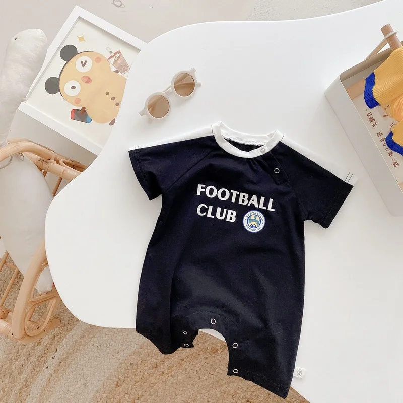 

2021 New Newborn Letter Printing Jumpsuits Baby Boys Girls Cotton Loose Short Sleeve Rompers