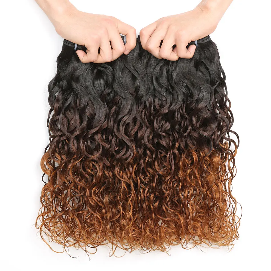 

Obmre Water Wave Brazilian Human Hair Bundles 1/3/4 100% Remy Hair Weave Deep Curly Bundles Extension Waterwave Wavy Bundles