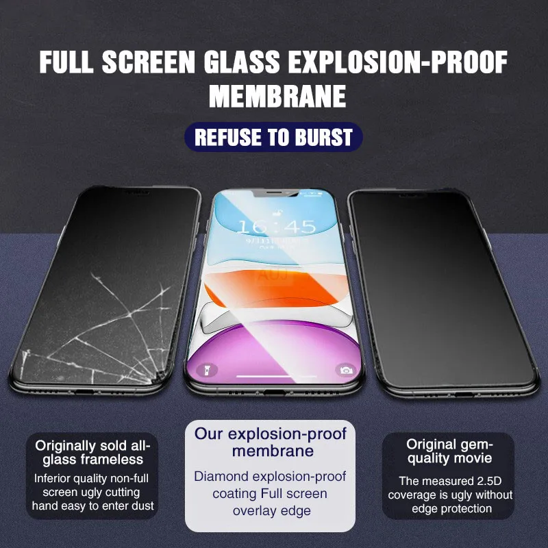 Полное покрытие закаленное стекло для iPhone 11 Pro XR X XS MAX Max защита экрана защитное на