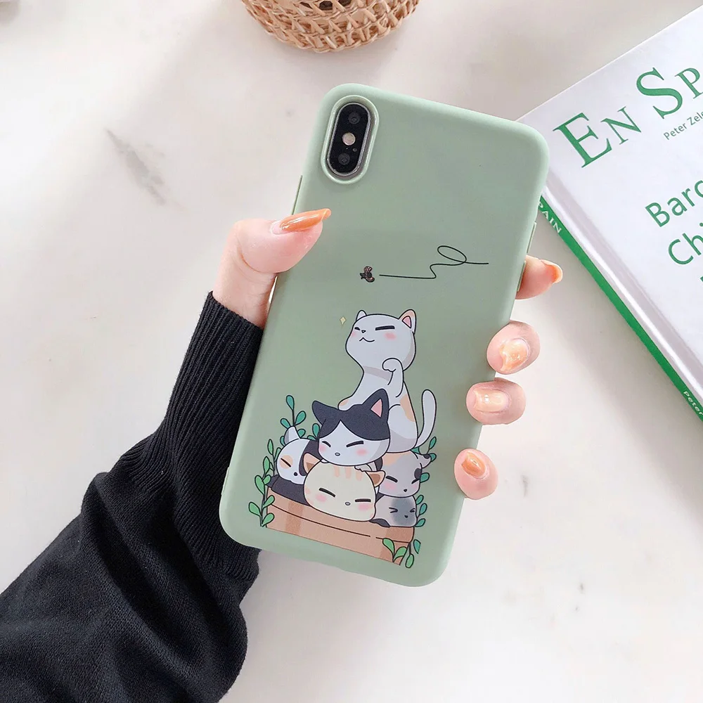 Cartoon Frosted Silicone Phone Case For iPhone 6 6s 7 8 Plus X XS MAX XR Shell Cute Bear Drink Bottle Soft Animal Solid Letter |