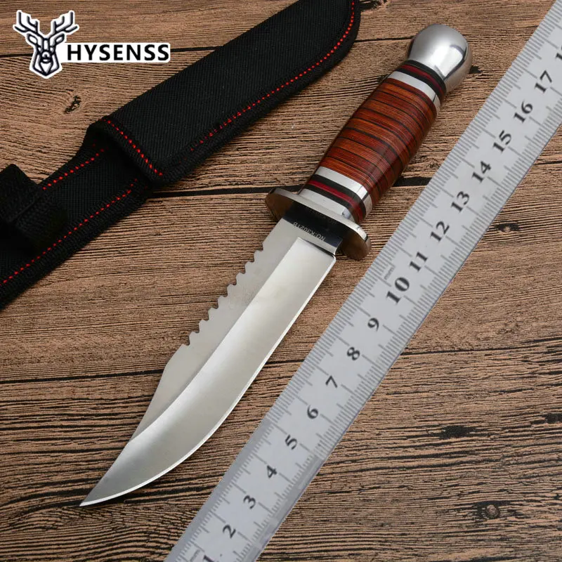 

Hysenss Outdoor Camping Hiking Hunting Fishing Tactical Fixed Blade Knife 5Cr15 Steel Blade Aluminum Alloy Handle Survival Tool