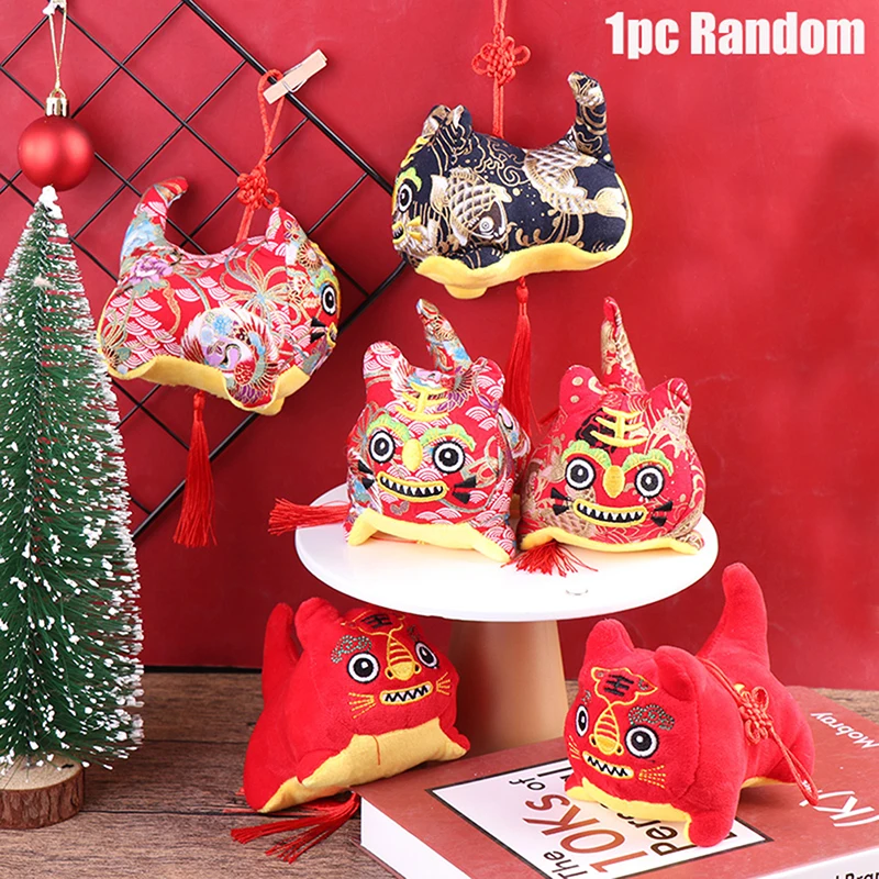 

10cm Year Of The Tiger Mascot Zodiac Red Doll Pendant Plush Toy Gift Pendant For Home Decoration