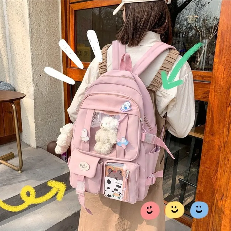 Kawaii Girl Travel Book Bags Women Large Capacity Backpack Waterproof Nylon Female Schoolbag College Laptop School Backpacks
