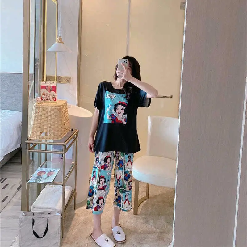Disney женские ночные рубашки для девочек Сезон весна-лето Укороченные брюки белый