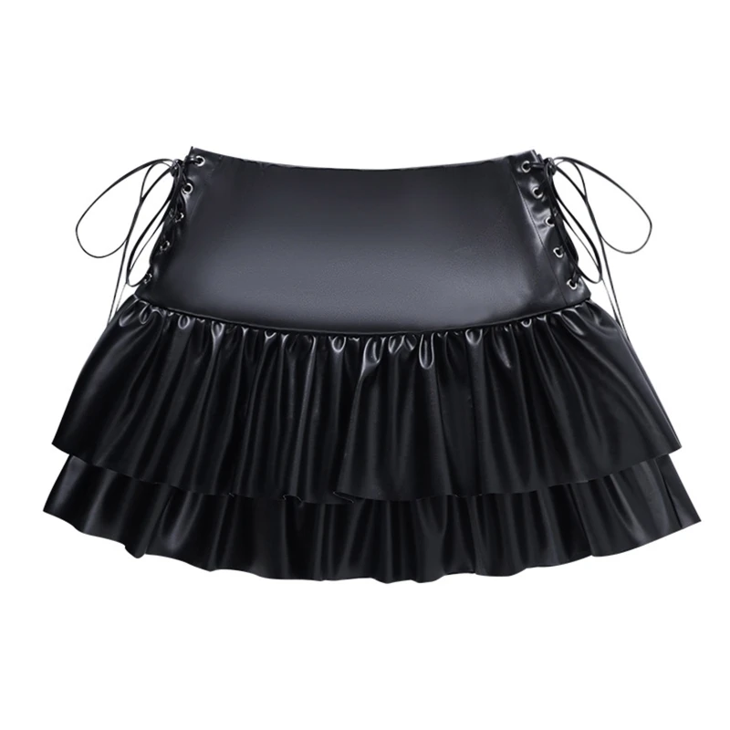 

Мини-юбка женская трапециевидная плиссированная с высокой талией и оборками