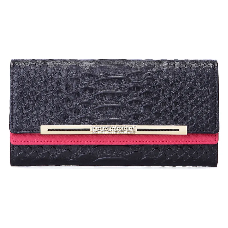 Мелово крокодиловый женский дизайнерский кошелек из натуральной кожи дневной