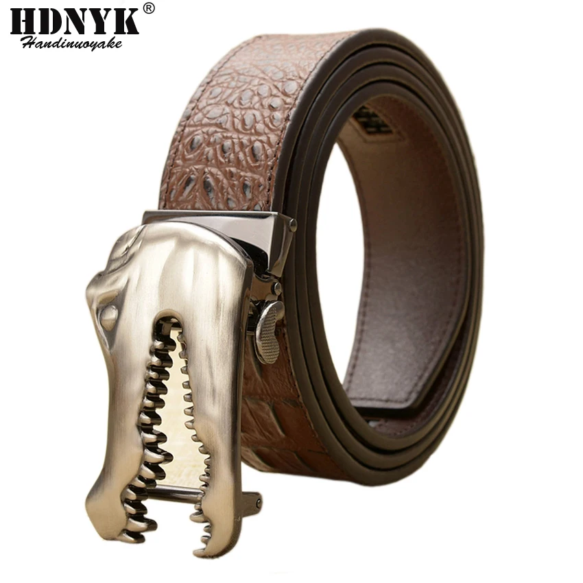 Ремень мужской из натуральной кожи с пряжкой под крокодиловую кожу|Мужские