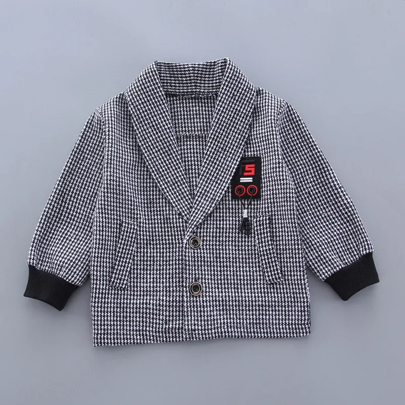 

children's wear boys' spring and autumn thousand-bird pattern suit + leggings three-piece suit