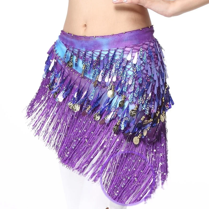 

Belly Dance Costume Hip Scarf Coin & Sequin Belt Waist Dancer Wrap Skirt Outfit 918-091
