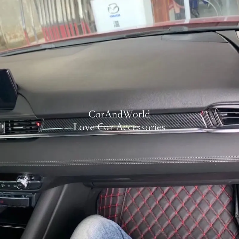 

Внутренняя центральная консоль для Mazda 6 Atenza 2019-2021, полоски, отделка, задняя крышка, украшение, автомобильные аксессуары из углеродного волок...