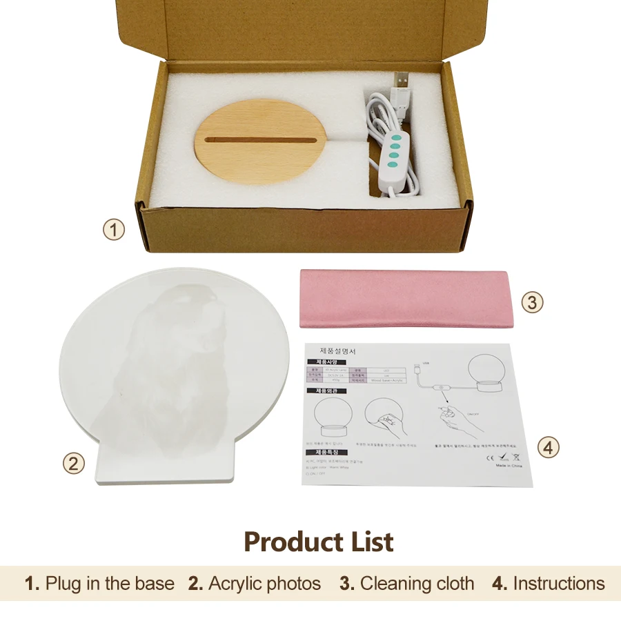 Прямая поставка фото/искусство 3D светильник настольная лампа деревянная основа