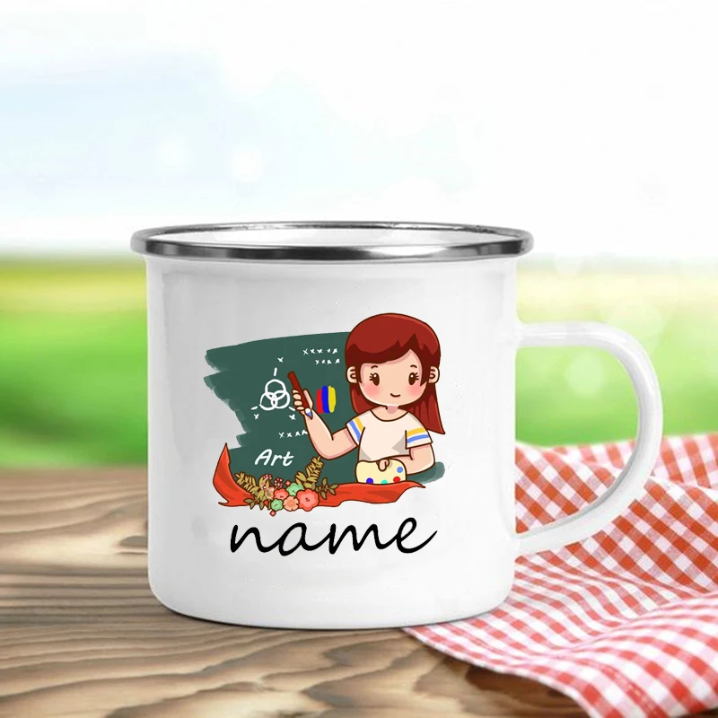Персонализированная чашка для учеников с именем чашки покрытые эмалью кофейная