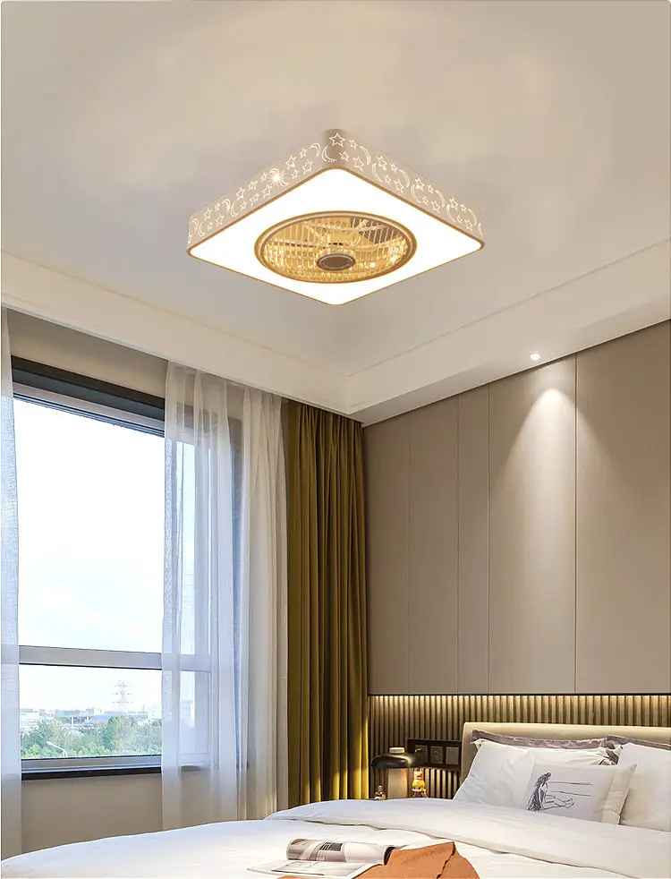 Квадратный потолочный светодиодный светильник в виде звезды и Луны для спальни