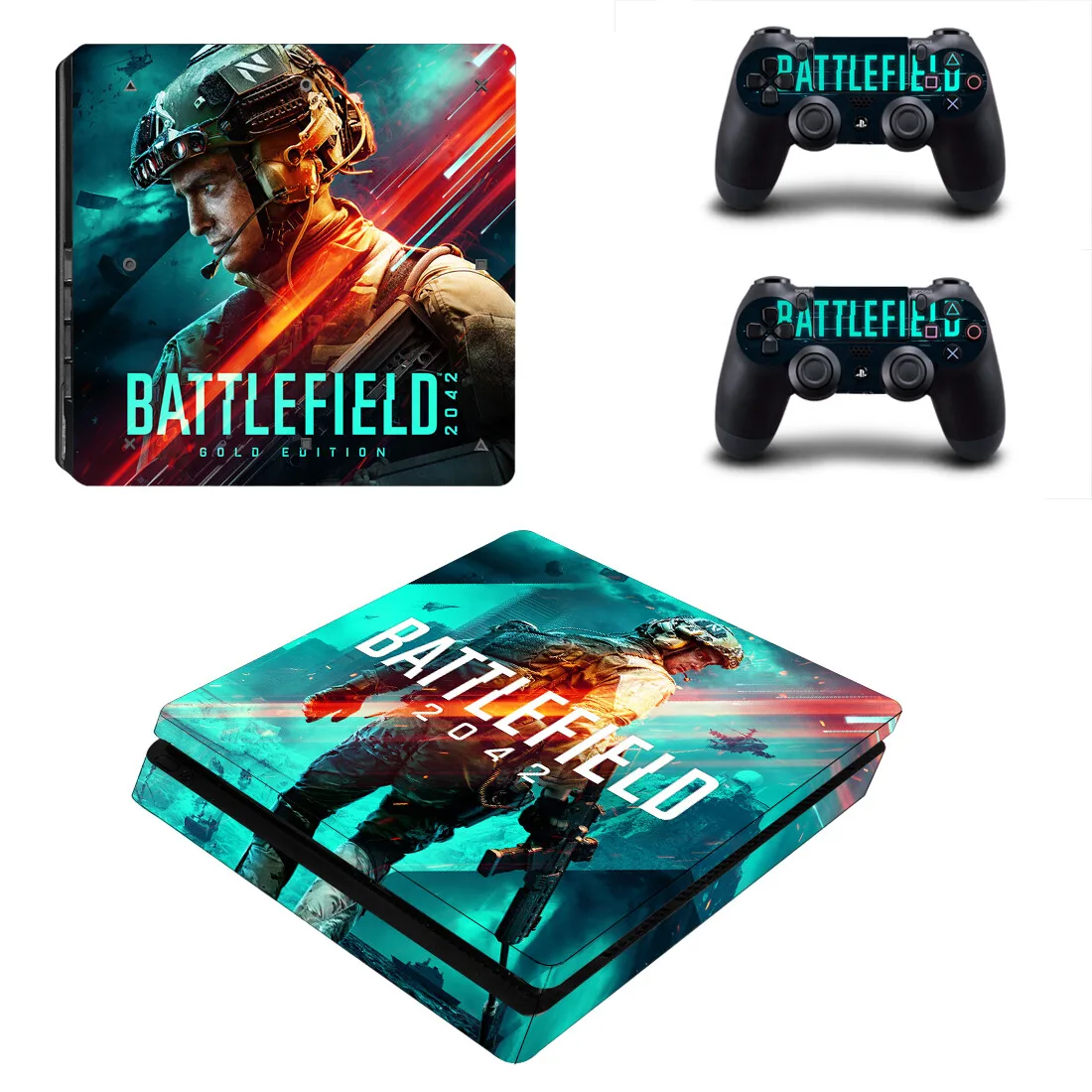 

Стильная наклейка Battlefiel PS4 Slim Skin для консоли Sony Playstation 4 Slim и 2 контроллера, стильная наклейка с искусственными звеньями 1