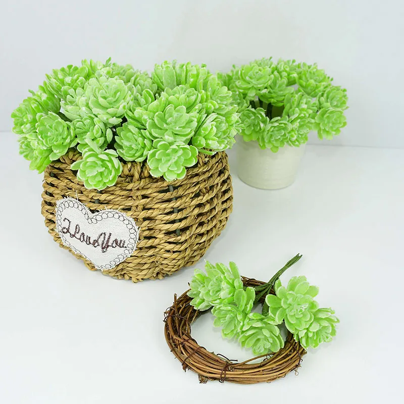 

A Bunch Of Six Small Branches Artificial Grass Green Fake Plants Plastic Plants Garden/Room/Officie Desktop Decorations
