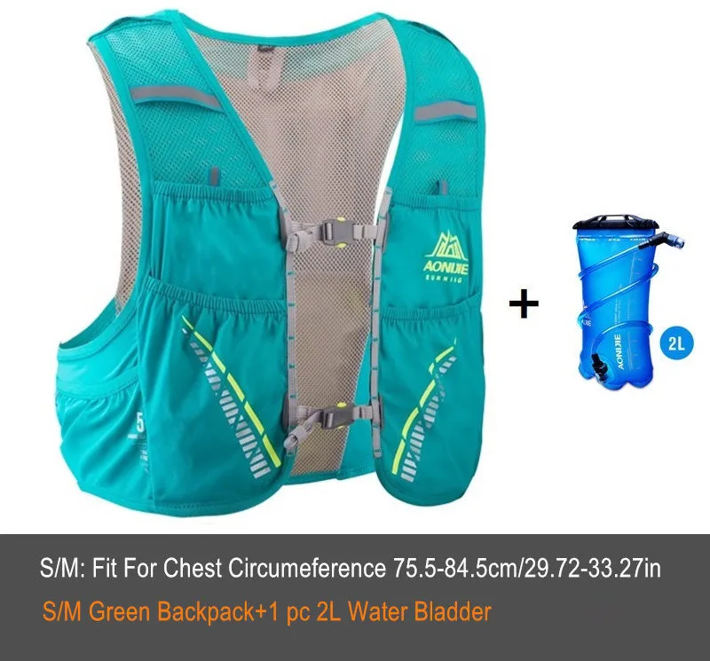 Green-S-Set A AONIJIE C933 5L Открытый Спорт бег рюкзак марафон Trail Running жилет гидратации пакет для 2L вода сумка Велоспорт Пеший Туризм Сумка - Цвет: Green-S-Set A