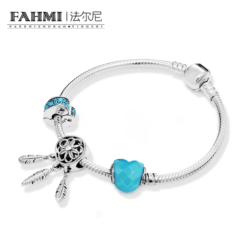 

2020 100% 925 Sterling Silver Brand New 1:1 Blue Dream Bracelet Set Original Women Retro Anniversary Gift Jewels