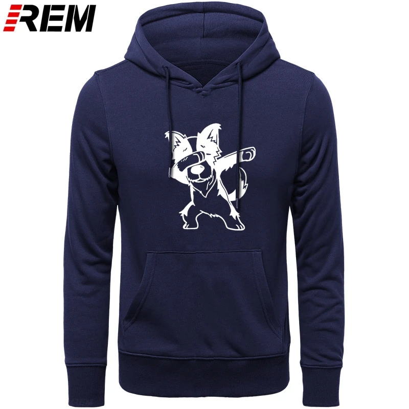 

Man Funny Dabbing Border Collie Dog Graphic Long Sleeves Crewneck Tops Cotton Style Hoodies, Sweatshirts REM Fleece Full Print