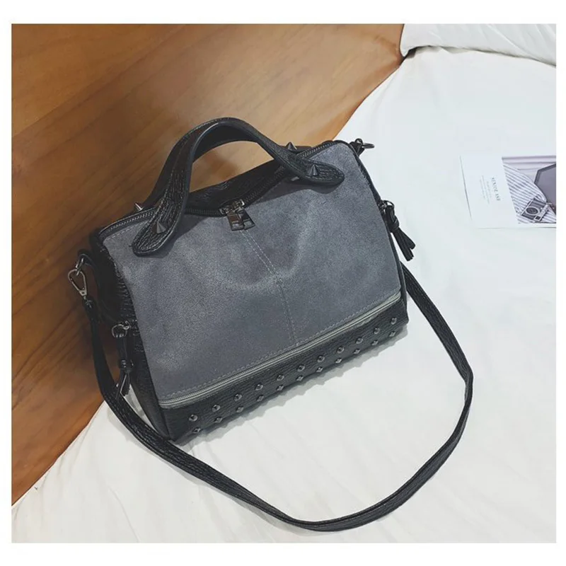 Новая Ретро ПУ сумка на плечо заклепки матовая Кроссбоди Сумка скраб локомотив