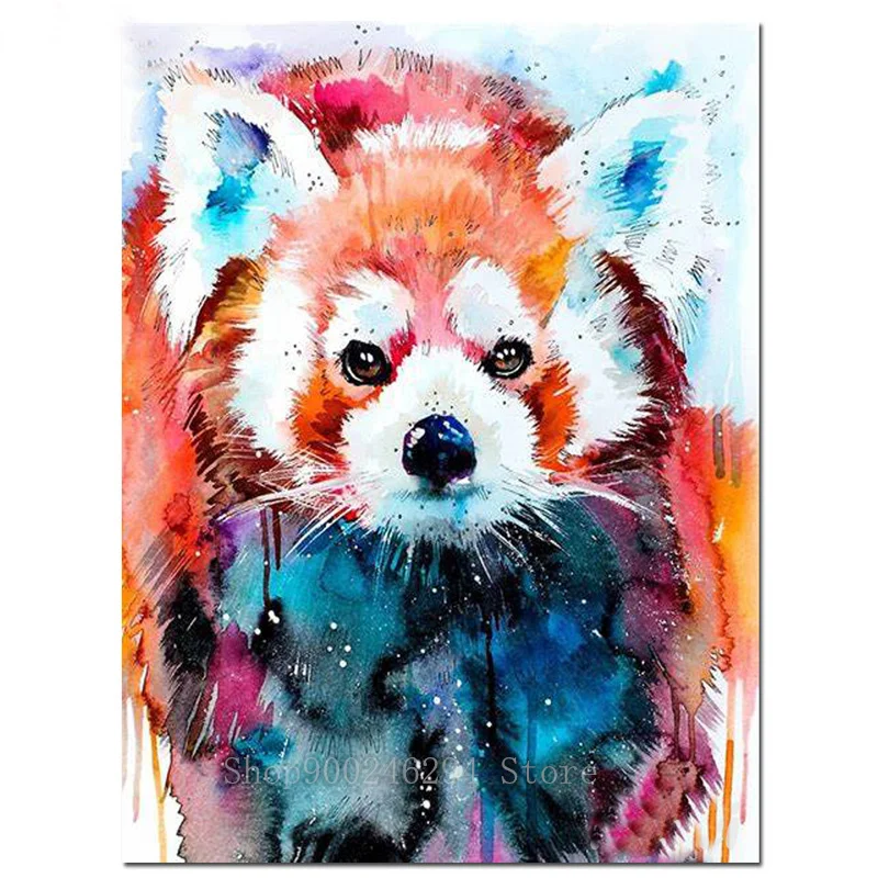 Красочные животные Енот 5D DIY алмазная живопись красная панда квадратный круглый