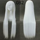 Аниме длинные прямые черные белый парик для косплея 100 см прямые синтетические парики серебристо-серые