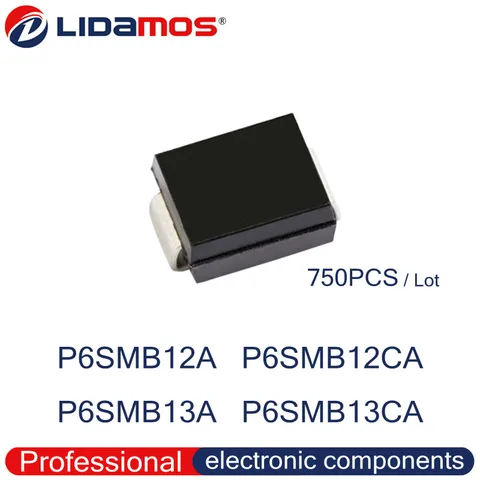750 шт. TVS P6SMB12A 12A P6SMB12CA 12C P6SMB13A 13A P6SMB13CA 13C SMB DO-214AA 600W SMD транзистор с подавлением переходных транзисторов