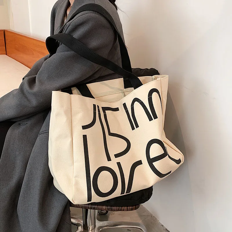 

Canvas Tote Bag Fashion Shopper Handbag Trendy Simple Large Capacity Shoulder Bags Fold Casual Shopping Bag Purses and Handbags
