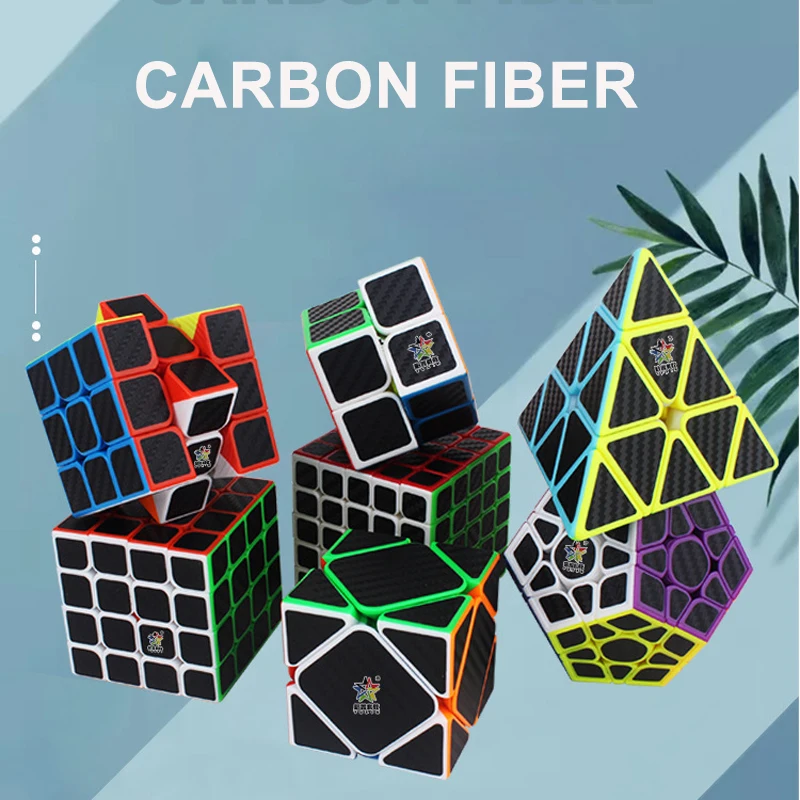 

YUXIN Carbon Fiber Sticker 2x2x2 3x3x3 4x4x4 5*5*5 Megaminx Skew Pyramid Magic Cube Speed Puzzle Cube Educational Toys