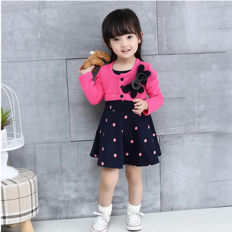 

Детское платье в горошек, с длинным рукавом, для девочек