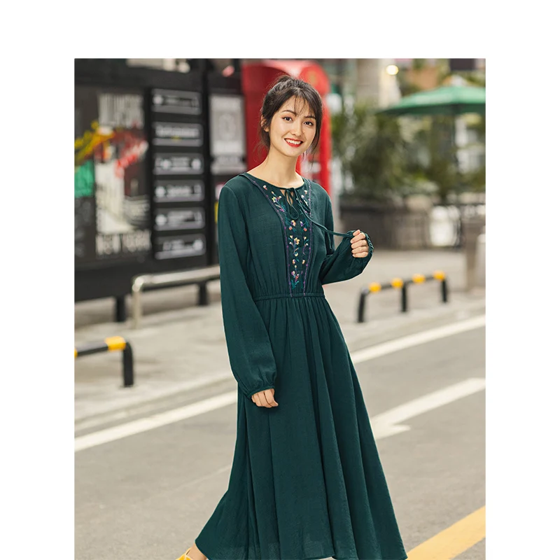 INMAN осень 2019 Новое поступление кружевное с круглым вырезом вышивкой эластичная