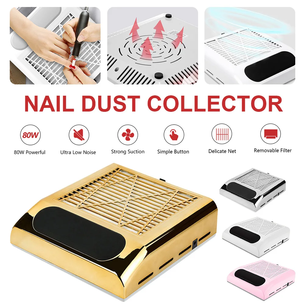 

Nail Dust Collector 80W Vacuum Suction Fan Dust Extractor for Acrylic Poly Nails Electric Nail Filter Manicure Tool