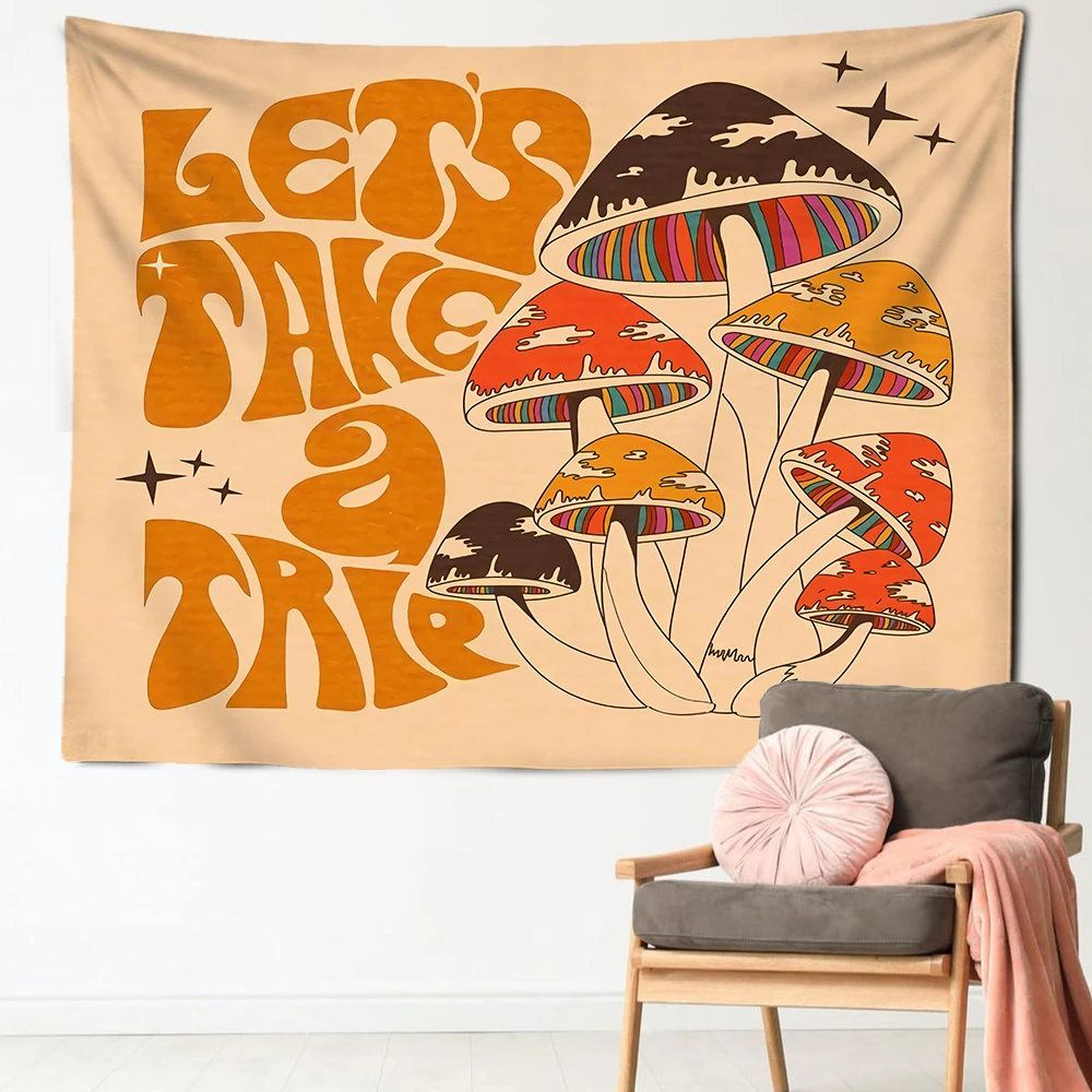

Psychedelic Mushroom Tapestry Wall Hanging Bohemian Witchcraft Girl Dormitory Aesthetics Room Home Decor