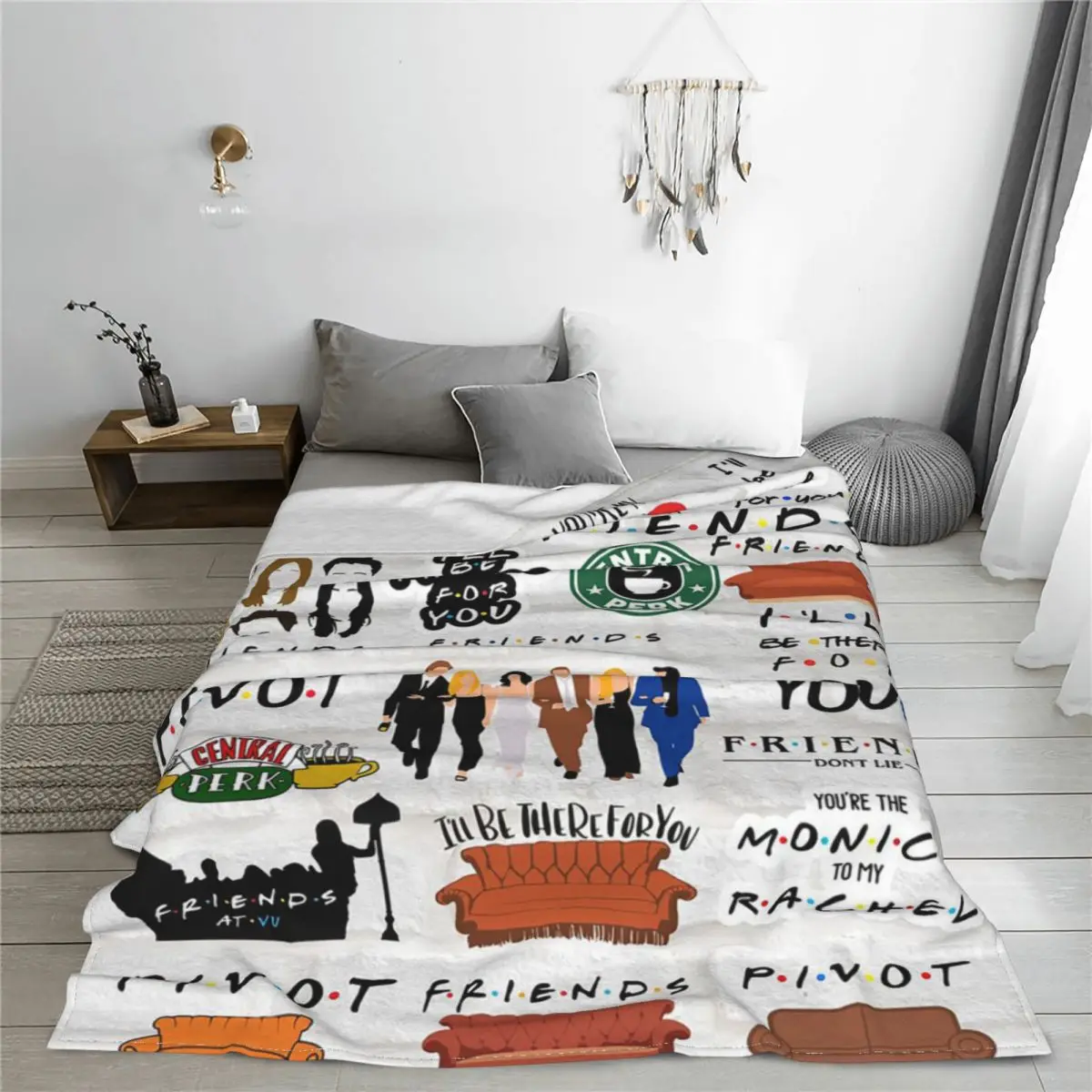 Трикотажное супермягкое покрывало с рисунком из мультфильма Friends Central Perk TV | Дом и
