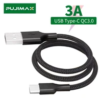 pujimax 3a type c usb cable quick charging charge data transmission line nylon braided for huawei p9p20mate20xiaomisamsungs9