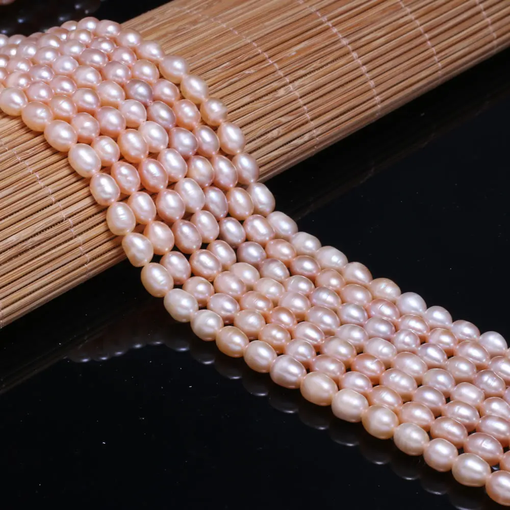 

Natural Freshwater Pearl Beads Rice Shape Rank AA Loose Beads Pink Purple White for DIY Necklace Bracelet Jewelry Making 6-7mm