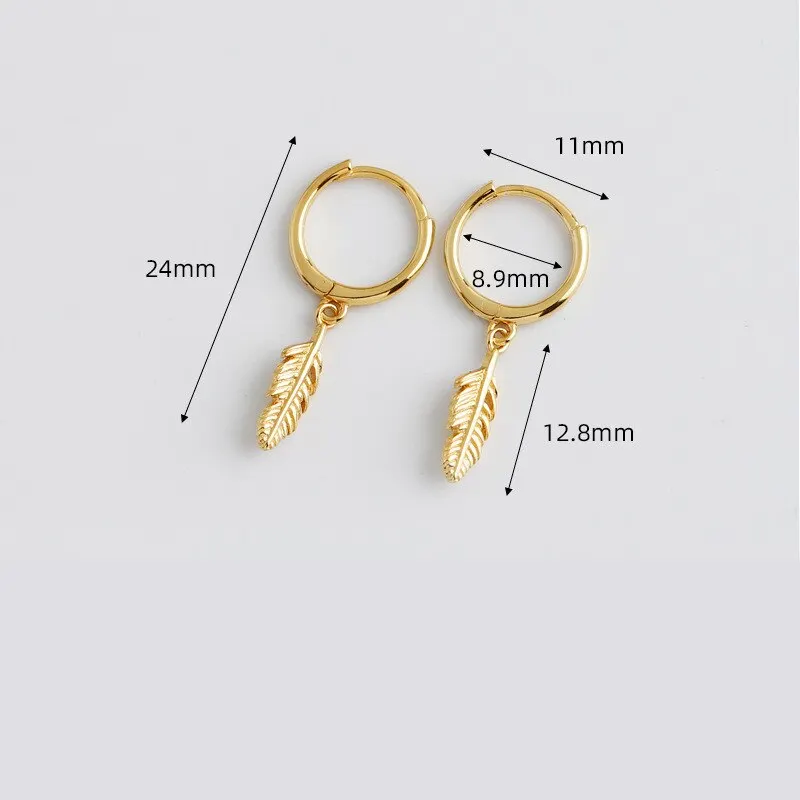 

A00297 Anniversary 100% 925 Sterling Silver Minimalist Small Leaf Stud Earrings for Women Punk Party Jewelry