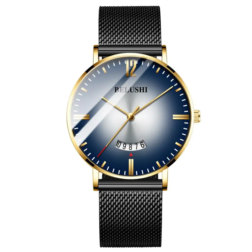 552 Mesh Gold WG Jenises, мужские часы, Лидирующий бренд, роскошные, мужские кварцевые часы, спортивные, повседневные, наручные, тонкие, стальные, сетчатые, водонепроницаемые часы, мужские часы - Цвет: 552 Mesh Gold WG