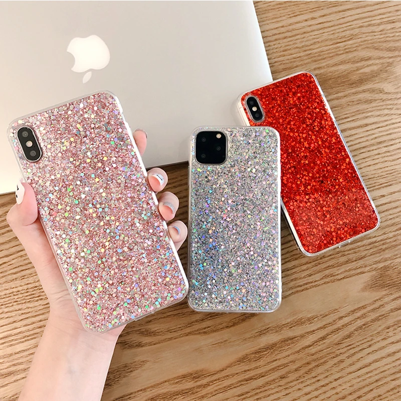 Блестящий Мягкий силиконовый чехол из ТПУ для iPhone 11 Pro Max 6s 7 8 Plus X XR XS | Мобильные
