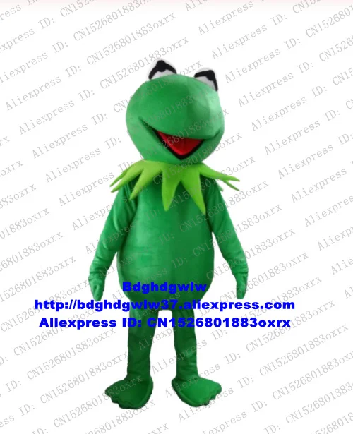 Зеленый Кермит Лягушка маскот костюм взрослый персонажа из мультфильма