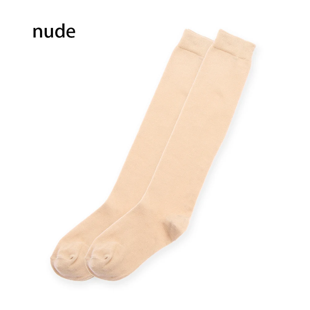 nude 1 пара новых носков модные чулки повседневные Хлопковые гольфы выше колена акриловые высокие носки женские зимние гольфы для девочек - Цвет: nude