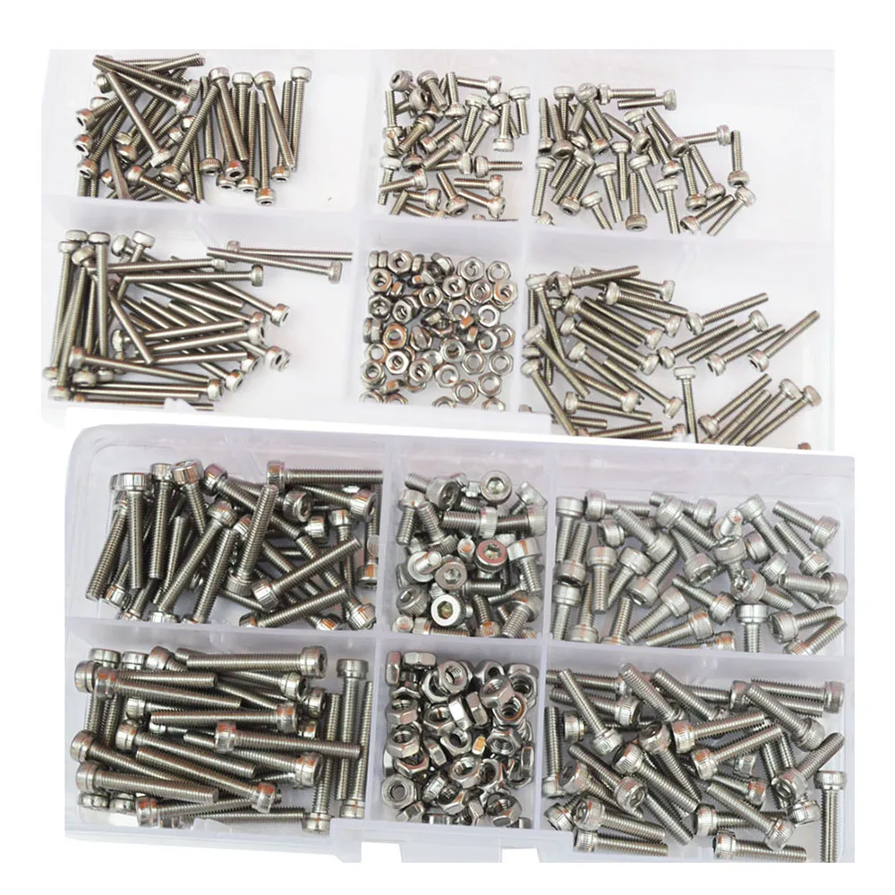 

M2 M2.5 M3 M4 M5 M6 M8Hex Socket Head Cap Screw Metric Thread Hexagon Allen Head Bolt Nut Set Assortment Kit 304 Stainless Steel